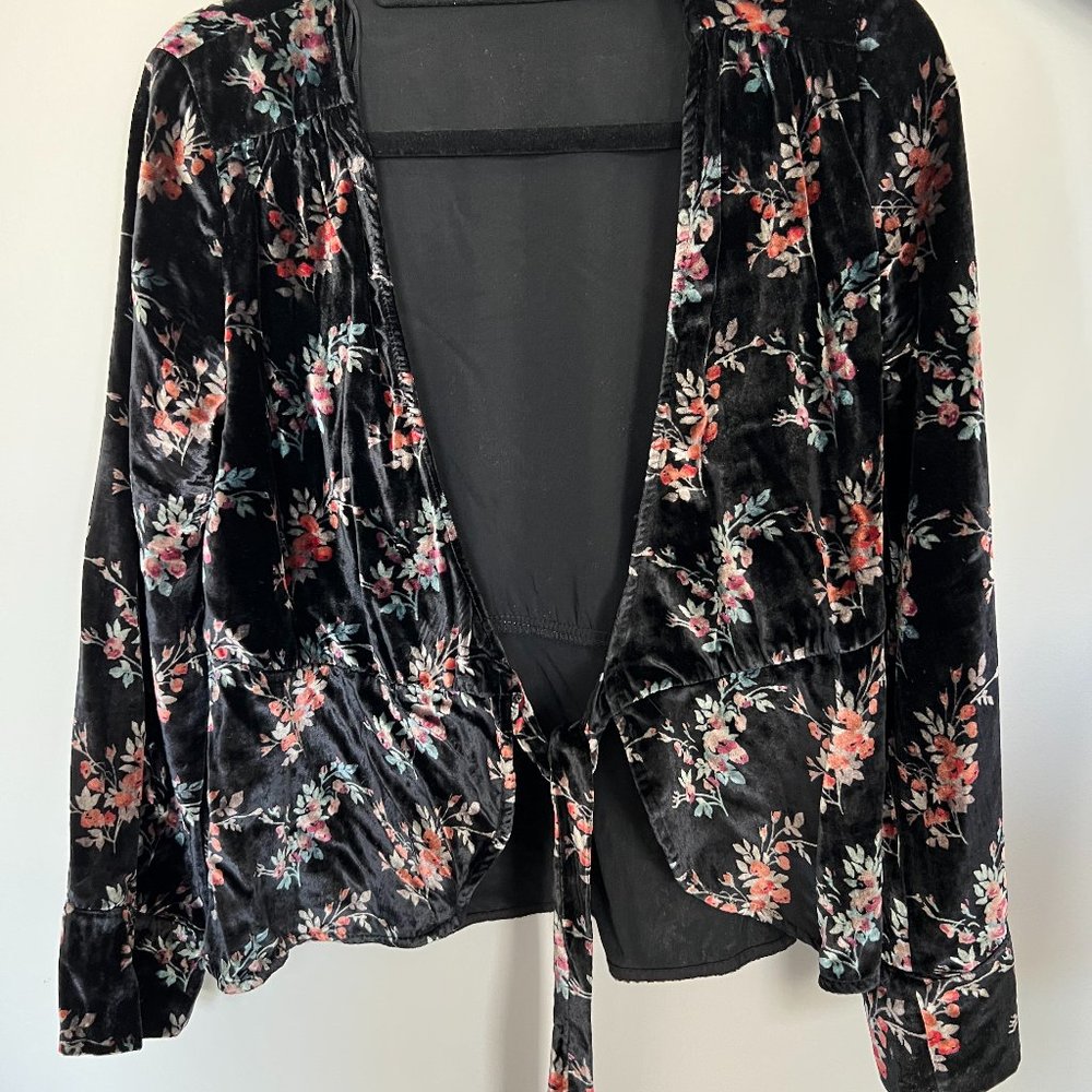 Zara velvet floral print co-ord - Size XS cardigan + Size S pants